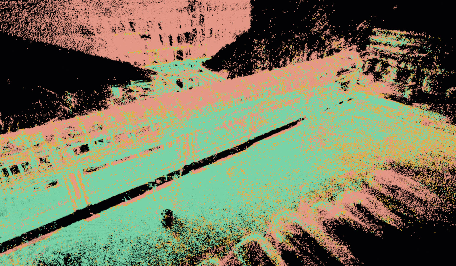 Reconstruction colored by measured distance to LIDAR